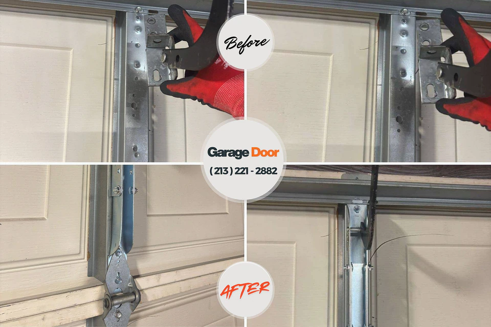 Before and after: garage door repair DeForest, WI